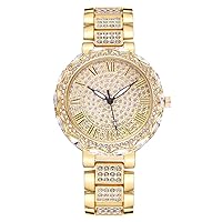 Fashion Trend Women's Watch Full Diamond Alloy Ladies Watch (Gold)