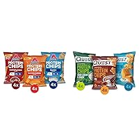 Protein Chips Variety Pack, 4g Net Carbs, 13g Protein, Gluten Free, Low Glycemic, 12 Count & Quest Nutrition Protein Chips Variety Pack, (BBQ, Cheddar & Sour Cream, Sour Cream & Onion)