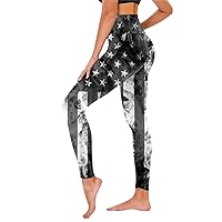 USA Flag Tummy Control High Waisted Leggings for Women Us Independence Day Patriotic Tights Sporty Butt Scrunch Gym