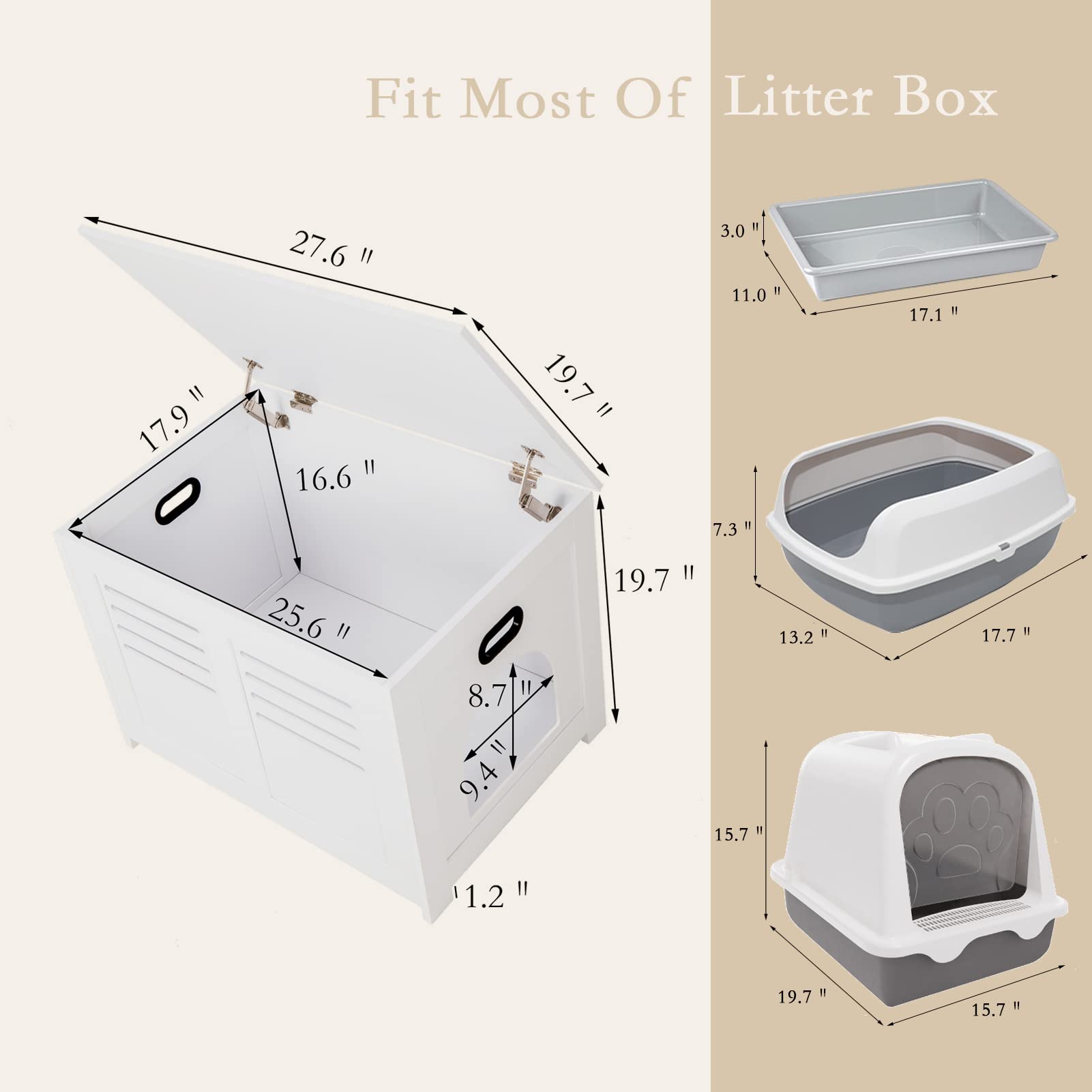 DINZI LVJ Litter Box Enclosure Furniture, Flip Top