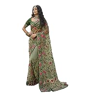 Green Wedding Ceremony wear Woman Designer Silk Saree Blouse Heavy work Indian Bollywood Bride'smaid Sari 3164
