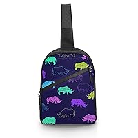 Rhinoceros Pattern Foldable Sling Backpack Travel Crossbody Shoulder Bags Hiking Chest Daypack