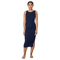 Michael Stars Women's Wide-Ribbed Casual Wren Midi Dress with Cutaway Shoulders and Slit