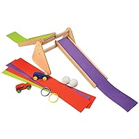 Constructive Playthings Race and Roll 2-Pack Toy Car Ramp Race Track Accessory Set, Hardwood, Easy Assembly, Daycare Essentials, Toddler Toys, 3 Years and Up