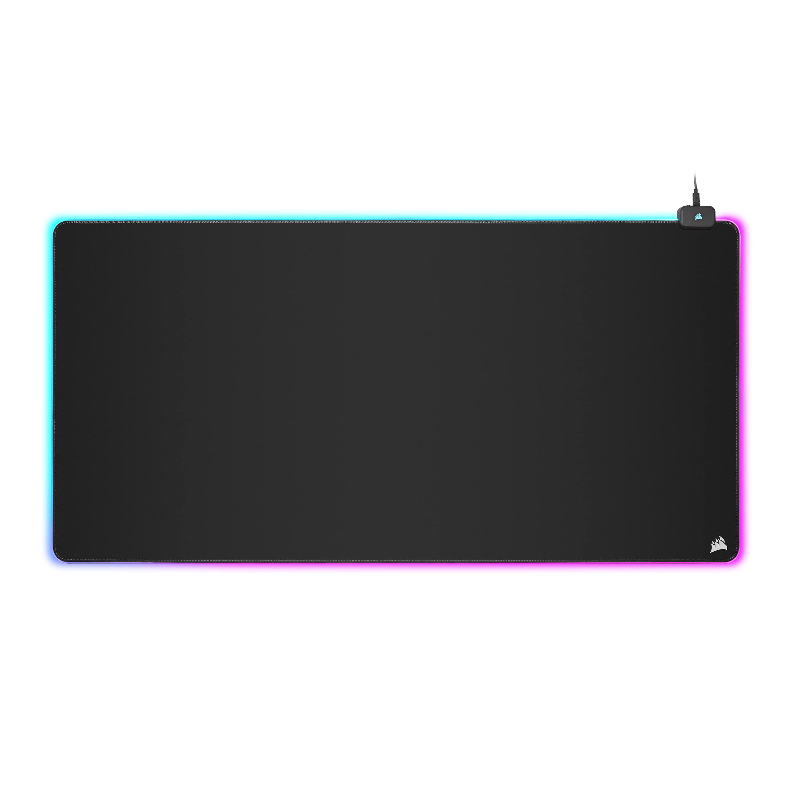 Corsair MM700 RGB Extended 3XL Cloth Gaming Mouse Pad/Desk Mat - Massive 1,220mm x 610mm (48” x 24”) Cloth Surface, 360° Three-Zone RGB Lighting, Two USB Ports - Black