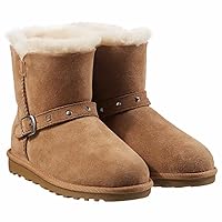 Girls Shearling Buckle Boots with Studs