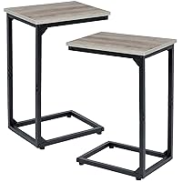 AMHANCIBLE C Shaped End Table Set of 2, Side Tables for Sofa, Couch Table for Small Space, TV Trays for Living Room Bedroom, Metal Frame,Greige HET02CGY