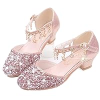 Little Kids Girls Dress Pumps Glitter Sequins Princess Low Heels Mary Jane Party Dance Shoes Rhinestone Sandals