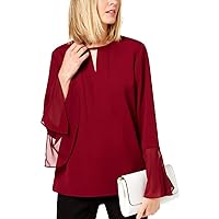Alfani Womens Sheer Bell-Sleeve Pullover Blouse