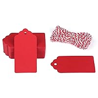 G2PLUS 100PCS Red Gift Tags with String, 2'' x 4'' Blank Paper Gift Tags with Twine for Gift Wrapping, Arts & Crafts, Wedding, Christmas, Thanksgiving, Valentine's Day