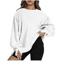 Womens Oversized Crewneck Sweatshirts Long Sleeve Shirts Fleece Casual Pullover Teen Girls Fall Fashion 2023 Cute Tops