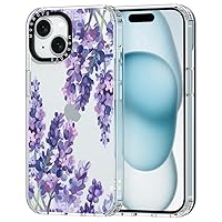 MOSNOVO Compatible with iPhone 15 Case, [Buffertech 6.6 ft Drop Impact] [Anti Peel Off Tech] Clear TPU Bumper Shockproof Phone Case Cover with Lavender Floral Designed for iPhone 15 6.1