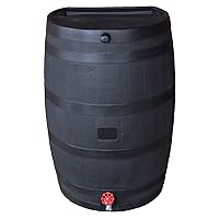Home Accents 50-Gallon ECO Rain Water Collection Barrel Made with 100% Recycled Plastic Spigot, Black