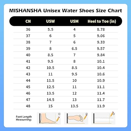 Mishansha Mens Womens Water Shoes Aqua Swim Shoes Beach Quick Dry Barefoot for Diving Surfing Kayaking Water Sports Yoga