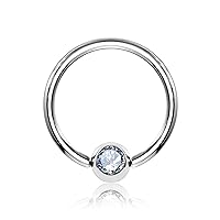 Premium Body Jewelry - Titanium Captive Bead Ring with Zirconia Crystal