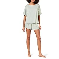 Amazon Aware Women's Relaxed-Fit Cotton Modal Short-Sleeve T-Shirt and Short Set (Available in Plus Size)