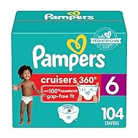 Pampers Cruisers 360 Diapers - Size 6, One Month Supply (104 Count), Pull-On Disposable Baby Diapers, Gap-Free Fit