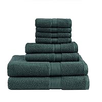 MADISON PARK SIGNATURE 800GSM 100% Cotton Luxurious Bath Towel Set Highly Absorbent, Quick Dry, Hotel & Spa Quality for Bathroom, Multi-Sizes, Dark Green 8 Piece
