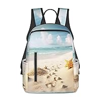 Beach Theme Print Backpack Laptop Bags Lightweight Unisex Daypacks For Outdoor Travel Work