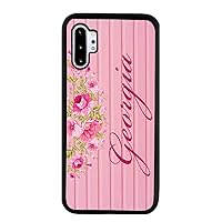 BRGiftShop Personalized Custom Name Handpainted Floral Flowers On Pink Wood Panels for Samsung Galaxy Note 10 Plus