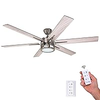 Ceiling Fans Kaliza, 56 Inch Indoor Modern LED Ceiling Fan with Light and Remote Control, Dual Mounting Options, 6 Blades with Dual Finish, Reversible Motor - 51035-01 - (Gun Metal)