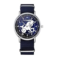 Capricorn Zodiac Sign Design Nylon Watch for Men and Women, Constellation Astrological Theme Wristwatch, Astrology Lover Gift