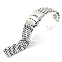 Milanese Shark Mesh Wristband for Breitling Seiko OMG Watchband 20mm 22mm Stainless Steel Watch Band Strap Bracelet (Color : Silver, Size : 18mm)