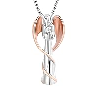 Cremation Urn Necklace for Ashes Angel Wing Keepsake Locket Stainless Steel Cremation Jewelry Waterproof Memorial Pendant