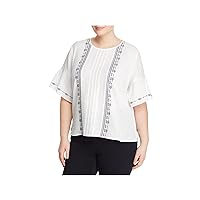 Vince Camuto Womens Pleated Elbow Sleeve Round Neck Top