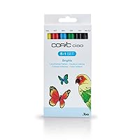 Copic Ciao Coloured Marker Pen - 5+1 Set Bright Colours, For Art & Crafts, Colouring, Graphics, Highlighter, Design, Anime, Professional & Beginners, Art Supplies & Colouring Books