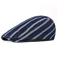 Hunting Hat Comfortable Men's Cotton Adjustable Newsboy Beret Ivy Cab Driver Flat Cap (Color: Dark blue)