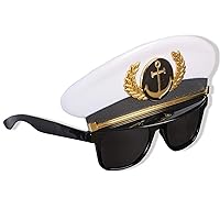 Sun-Staches Boat Captain Sunglasses Theme Party, Costume Accessory UV400 One Size Fits Most