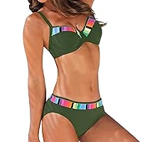 Women's High Waisted Bikini Sets Two Piece Swimsuit Front Tie Knot Bathing Suit Bathing Suit Shorts for Women