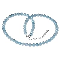 Bella Carina 6mm Aquamarine Pearl Necklace of 42-47cm, aquamarine beads, Aquamarine