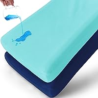 Changing Pad Cover/Change Table Sheets, 2 Pack Waterproof Changing Pad Covers for Boys & Girls, Ultra Soft & Breathable, Aqua and Navy