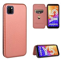Ultra Slim Case for Huawei Y5p / Honor 9S Carbon Fiber Texture Magnetic Horizontal Flip TPU + PC + PU Leather Case with Card Slot Phone Back Cover (Color : Brown)