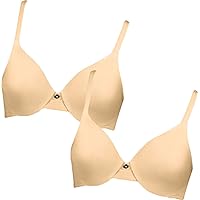 Hanes Women`s Ultimate ComfortBlend T-Shirt Underwire Bra Set of 2 34DD, Stripe Nude