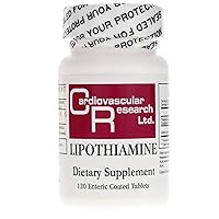 Cardiovascular Research Lipothiamine B Supplement 120 Tablets - Vitamin B1 Now with Alpha Lipoic Acid - 1 X 120 Count