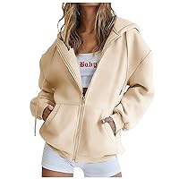 Ceboyel Full Zip Up Hoodies for Women 2023 Trendy Oversized Sweatshirt Fleece Drawstring Jacket Teen Girls Y2K Clothes