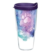 Paw Prints Made in USA Double Walled Insulated Tumbler Travel Cup Keeps Drinks Cold & Hot, 24oz, Classic