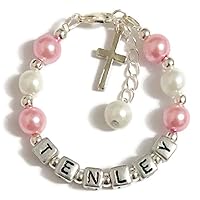 Custom Name CROSS Charm Bracelet-Personalized Bracelet-Baptism Bracelet-First Communion Bracelet For Girl-Easter Gift-Birthday Gift