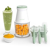 Momcozy Baby Food Maker, Baby Food Processor Gift Set for Baby Food, Meat, Vegetable, Fruit, Baby Food Blender with Baby Food Containers, Food Freezer Tray, Silicone Spoons, Spatula，Green