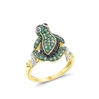 Santuzza 925 Sterling Silver Frog Gold Plated Cute Summer Animal Rings