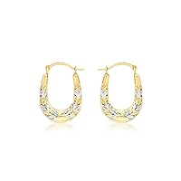 Carissima 9ct Two Colour Gold Patterned Creole Earrings