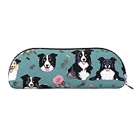 Border Collie Florals Print Receive Bag Makeup Bag Cosmetic Bags Travel Storage Bag Toiletry Receive Bags Pencil Case Pencil Bag