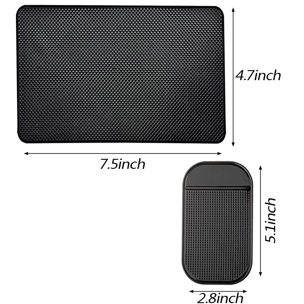 AYWFEY 6 Pack Non-Slip Car Dashboard Grip Pad,Anti-Slip Heat Resistant Sticky Silicone Mat for Cell Phone Vehicle Sunglasses Keys Coins CD Electronic Devices GPS,2 Sizes,Black