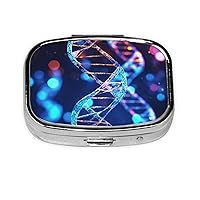 DNA Genetic Helix Print Square Pill Organizer 2 Compartment Pill Box Portable Medicine Pill Case for Home Outdoor Travel
