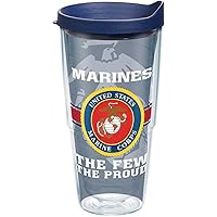 Marines Made in USA Double Walled Insulated Tumbler Travel Cup Keeps Drinks Cold & Hot, 24oz, Pride