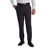 Haggar Men's Premium Comfort Dress Slim Fit Flat Front Pant, Deep Grey, 34W x 32L