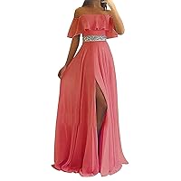 Lorderqueen Off Bridesmaid Dress Split Evening Prom Gown For Women